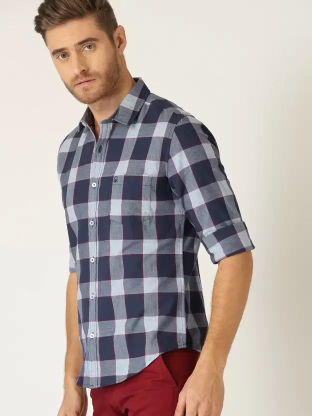United Colors of Benetton Men Slim Fit Checkered Casual Shirt