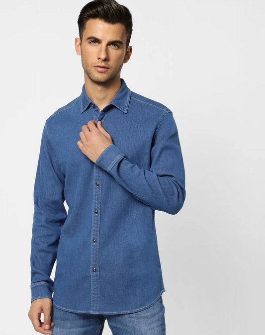 Jack & Jones BLUE DENIM FULL SLEEVES SHIRT