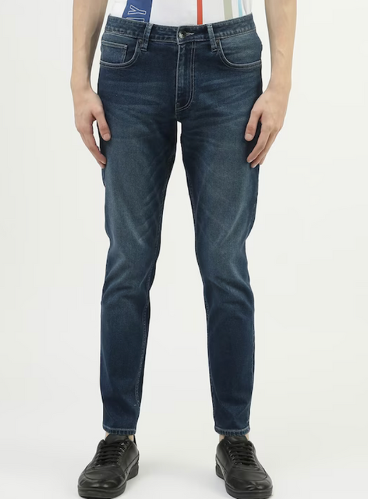 United Colors of Benetton Men Low Distress Light Fade Regular Fit Cotton Jeans