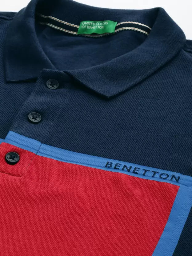 United Colors of Benetton Men Solid Polo Neck Pure Cotton Red T-Shirt